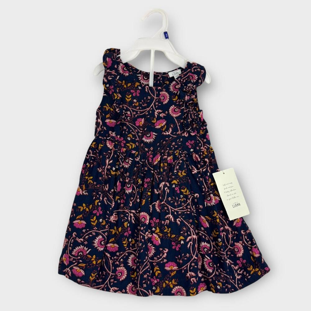 Laughing Llama Baby Girl’s Size 18M Blue Floral Print Sleeveless Dress New